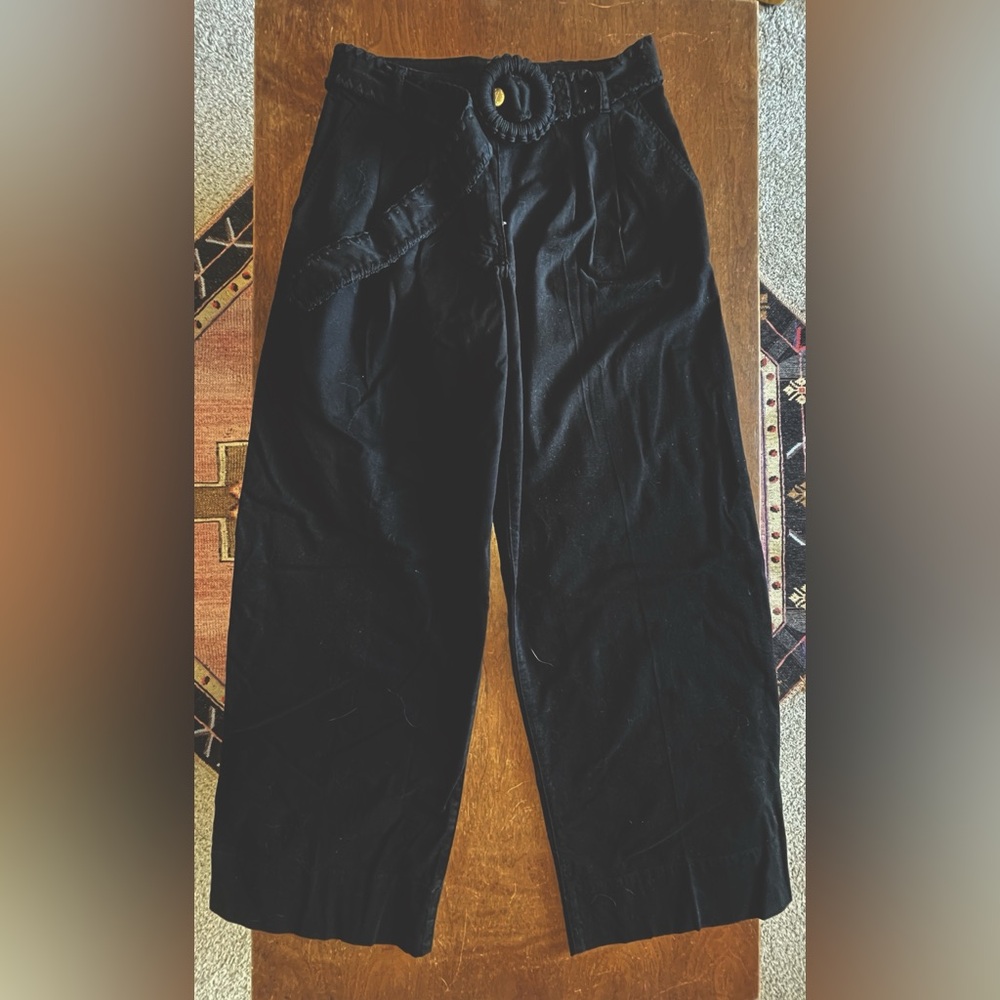 Farm Rio Black Twill Belted Wide Pants - Picture 3 of 9